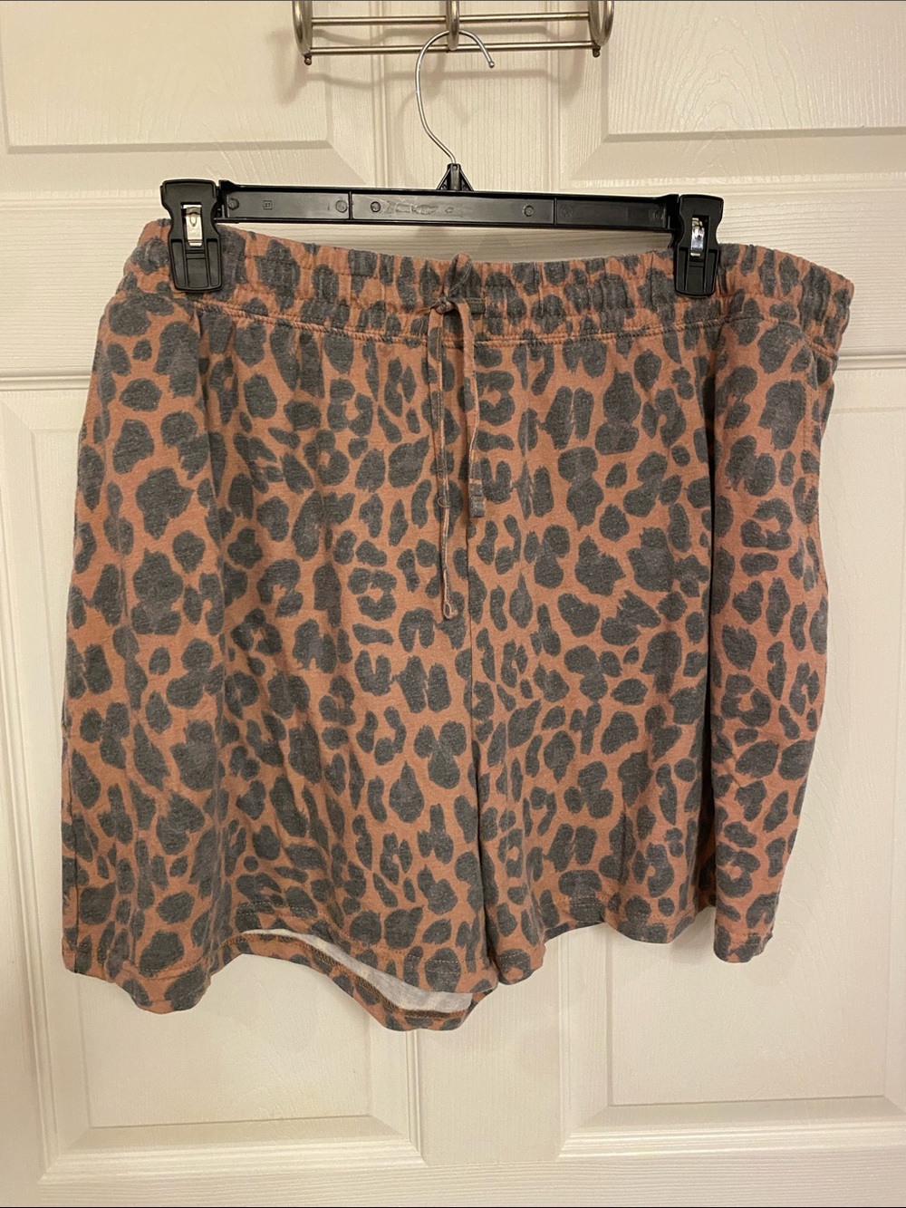 Leopard Print Lounge Shorts in Mauve and Charcoal
